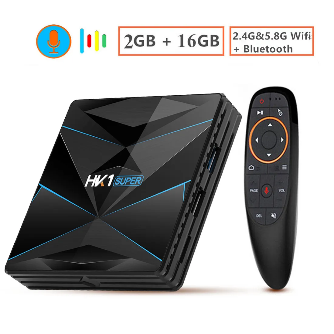 Transpeed Android 9,0 ТВ приставка Google Assistant RK3318 4K 3D Ultra 4G 64G tv Wifi Play Store bluetooth быстрая приставка - Цвет: 2G 16G with voice