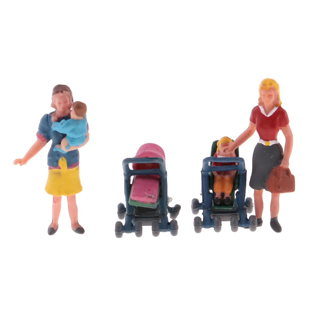 

1/87 Scale Resin People Figure Model - Assorted Mommy Babies for Train Roadway Scenery Decoration