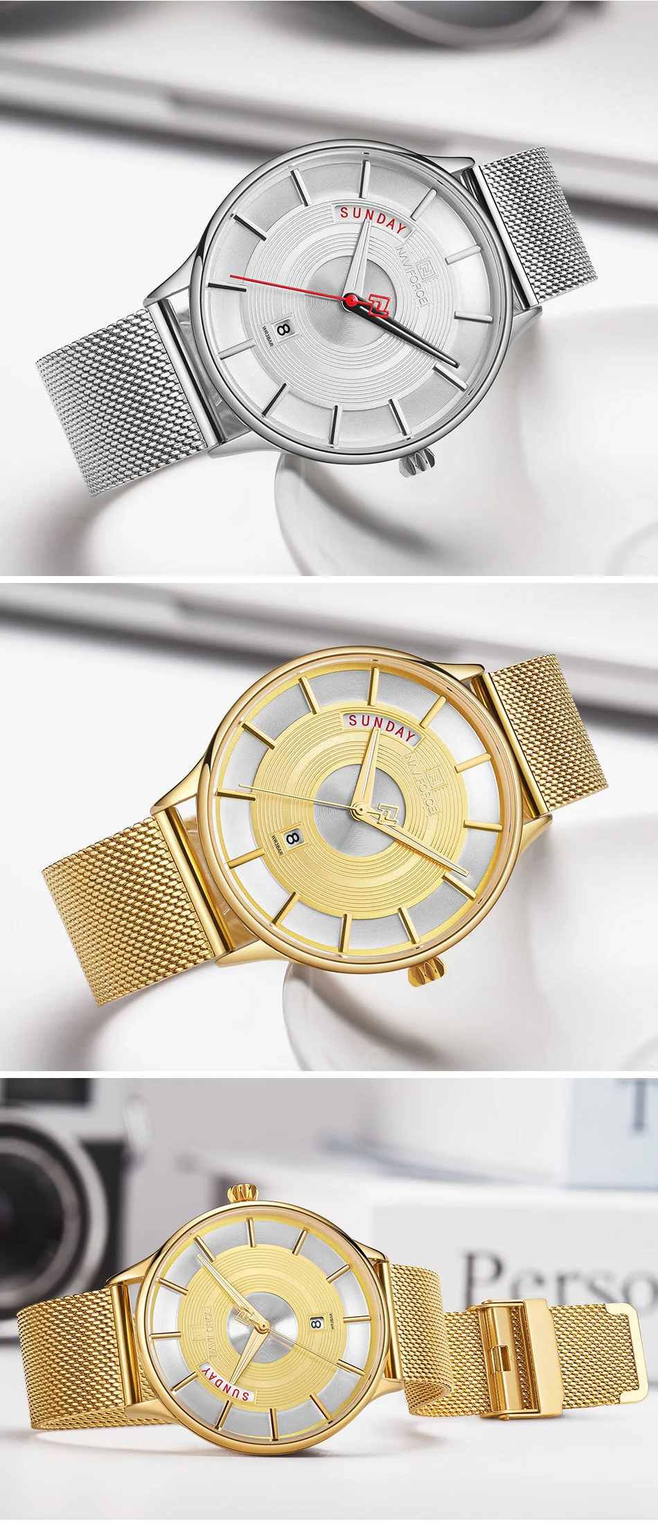 Мужские часы бренда NAVIFORCE, модные деловые часы, мужские водонепроницаемые кварцевые наручные часы из нержавеющей стали с сеткой, Relogio Masculino