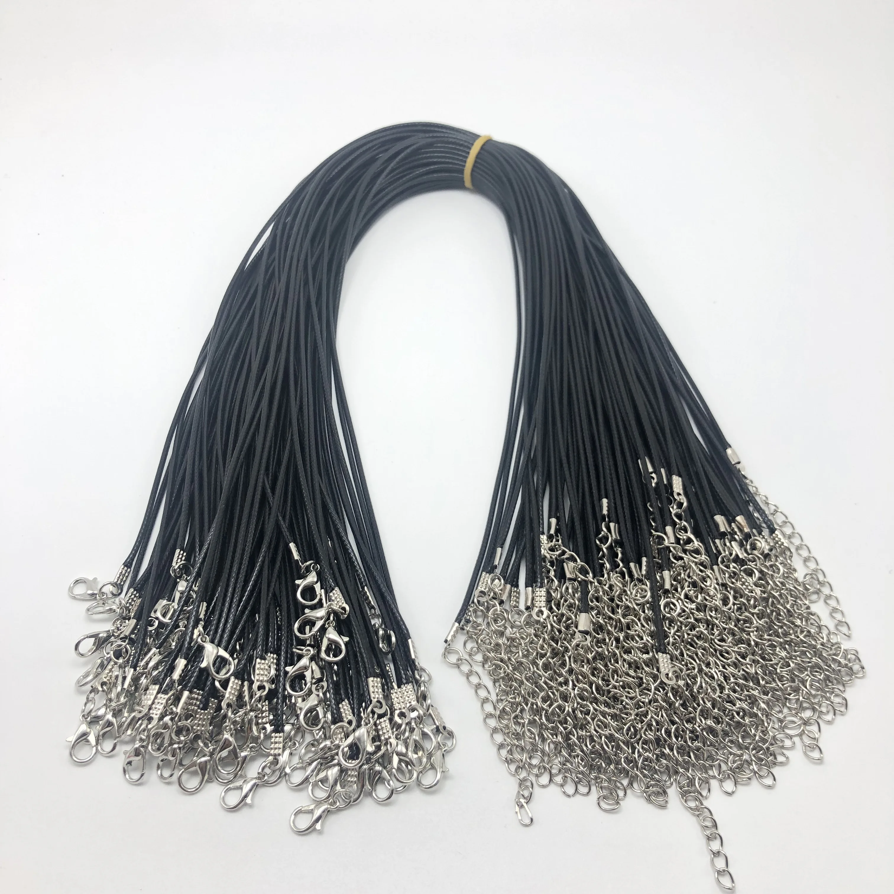 

30pcs/1.5mm lot Wholesale Black Leather Rope Cord Necklace Chain DIY String Strap Rope Lobster Clasp Leather Jewelry Chains45cm