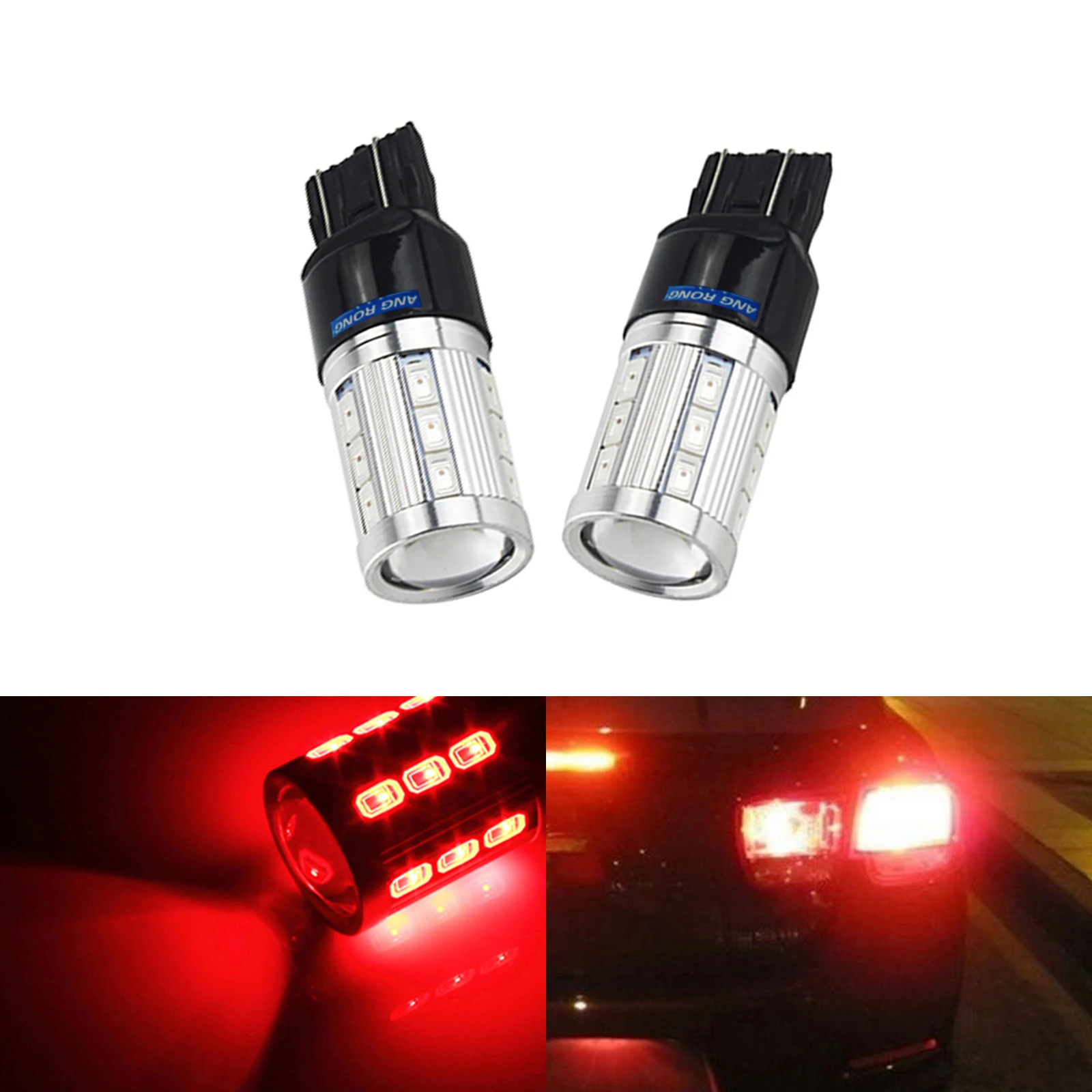 ANGRONG 2x T20 W21W W21/5W красная светодиодная бокосветильник лампа для Vauxhall Corsa D Astra Insignia