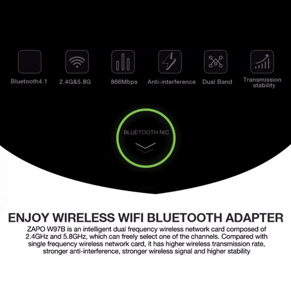 ЗАПО 1200 м WI-FI против вмешательства 2.4 ГГц и 5.8 ГГц разведки Dual Band AC Беспроводной сетевой адаптер с bluetooth 4.1 Лидер продаж