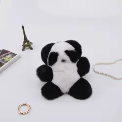 Рекс кролик мех панда брелок для ключей помпон брелок для очаровательный кулон для сумки подарок кулон