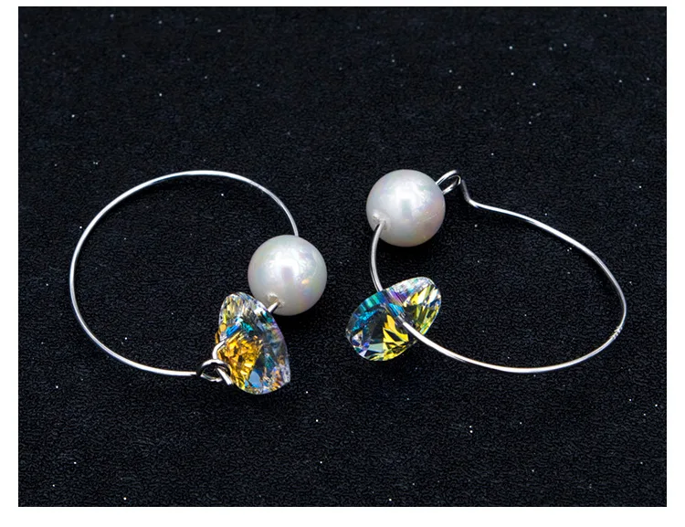 Joyashiny синие кристаллы сердца от Swarovski серьги-кольца для женщин имитация жемчуга ювелирные изделия Висячие серьги День святого Валентина