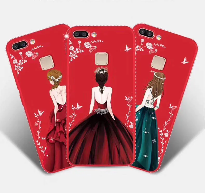

For iPhone X cases TPU Soft Back Cover Phone Case For iPhone 7 7 Plus 8 8 Plus 6 6S 5S Silicone 3D Pattern Girl Dress Coque Capa