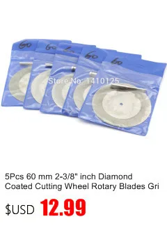 5Pcs 60 mm 2-3/8" inch Diamond Coated Cutting Wheel Rotary Blades Grinding Cut-off Disc Shank 1/8" Mandrel Fit Dremel Machine