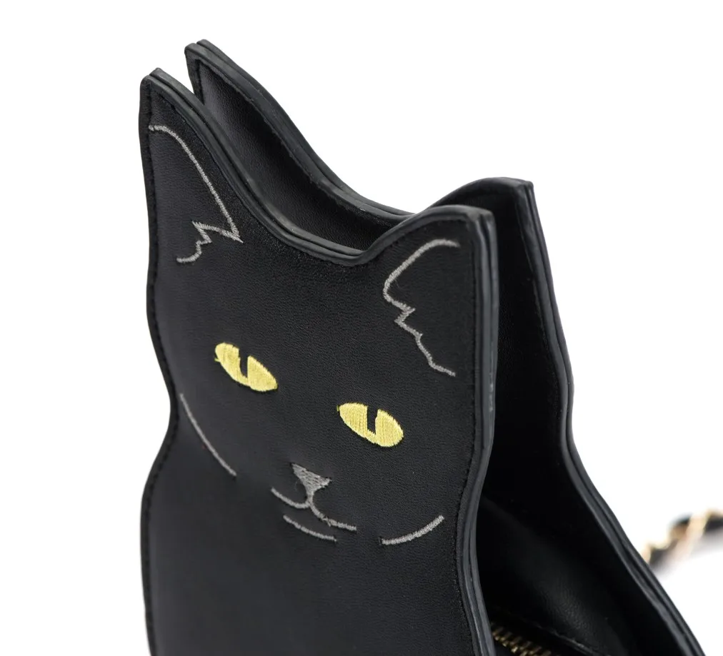 Новая Мода, женская сумка с милым котом, винтажная сумка на плечо с цепочкой, сумки-мессенджеры, Сумки из искусственной кожи, сумки с мультяшной вышивкой