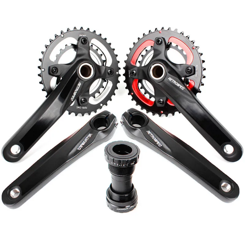 

Q711 Aluminum alloy CNC mountain lathe two discs 26-38T hollow one 22 speed tooth plate crank center Bicycle Crank & Chainwheel