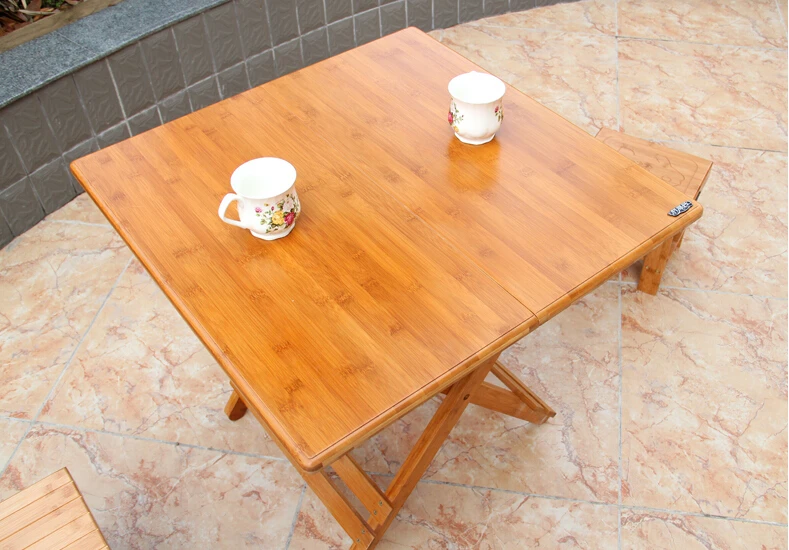 Bamboo Furniture Folding Table Square 80-100cm Outdoor/Indoor Dining Table Legs Foldable Portable Folding Snack Table For Dinner
