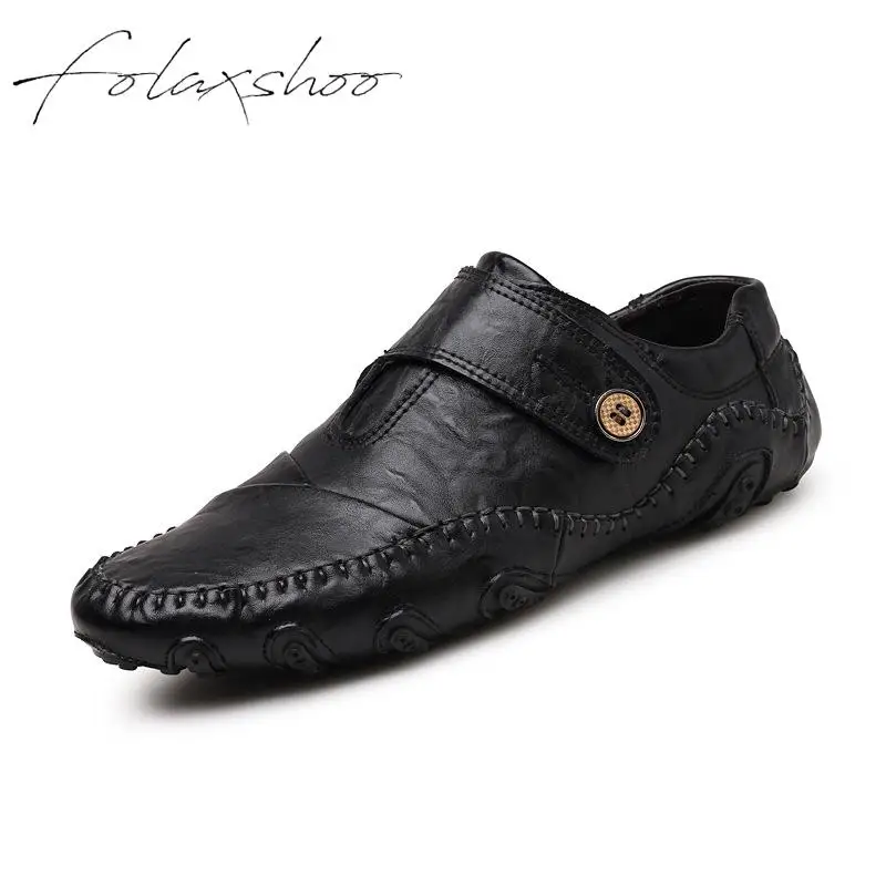 Chaussures Caoutchouc En Mocassins Casual Respirant Occasionnels Folaxshoo on Slip Cuir Glissement 47 Noir Sur Véritable Hommes Des light Brown qnznxftC