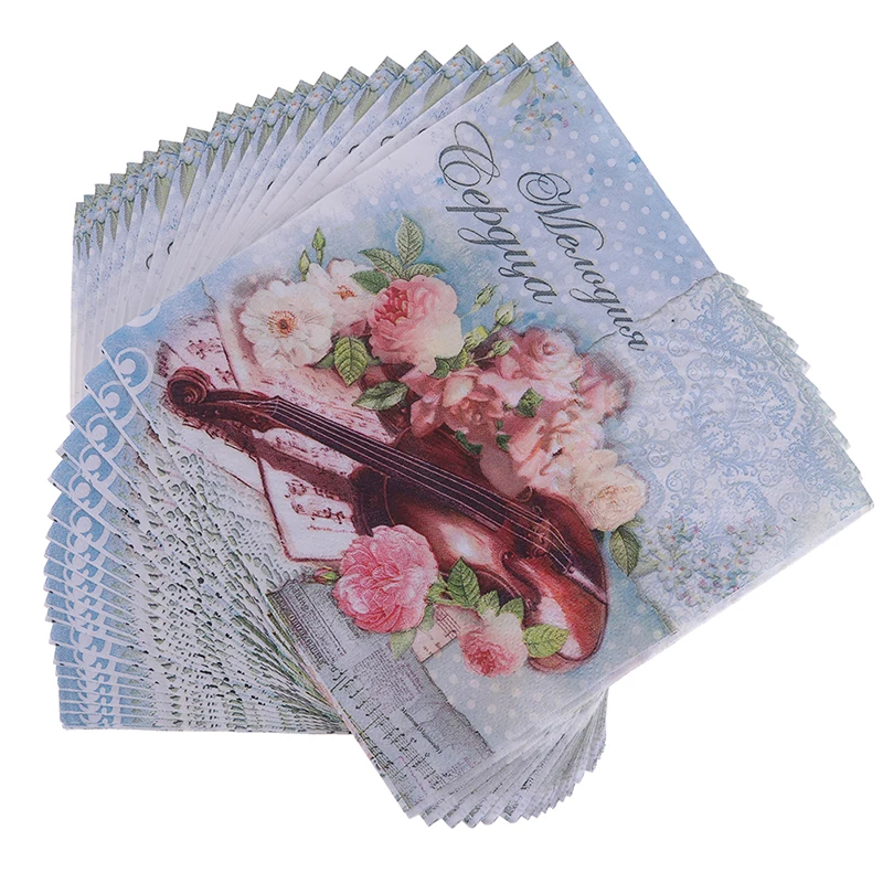 20 шт./партия винтажные Свадебные разноцветные настольные бумажные салфетки с цветочным принтом