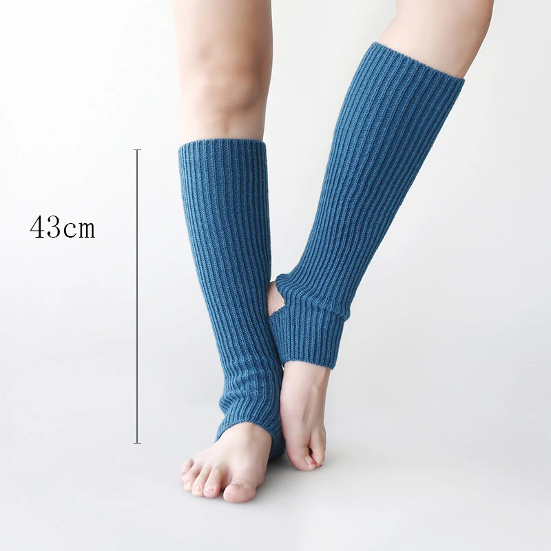 Мягкие балетные танцевальные носки для девочек, латинский современный танец, вязаные гетры для женщин, зимние спортивные носки с дырками - Цвет: Синий