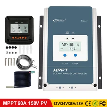EPever 60A MPPT Solar Charge Controller 48V/36V/24V/12V Negative Ground Backlight LCD Max 150V PV Input Regulator Tracer 6415AN mppt charge controller 40a 50a 60a 70a 80a 100a lcd display solar regulator for pv with light control 12v 24v 48v 36v 72v 96v