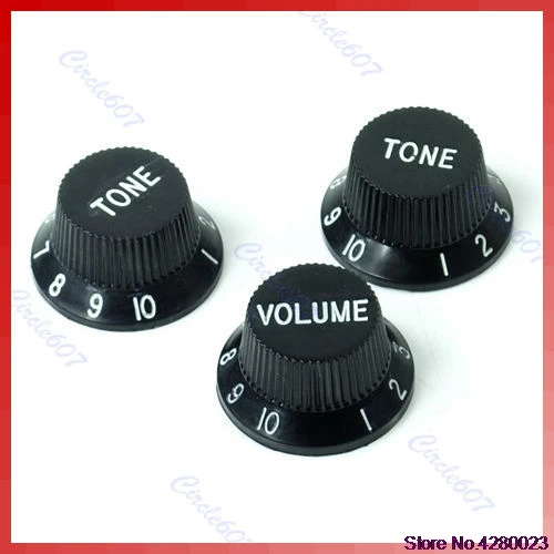 

2019 New 1 Volume 2 Tone Knob Button Electric Guitar Potentiometer Cap Hat For FD ST Bottom Black