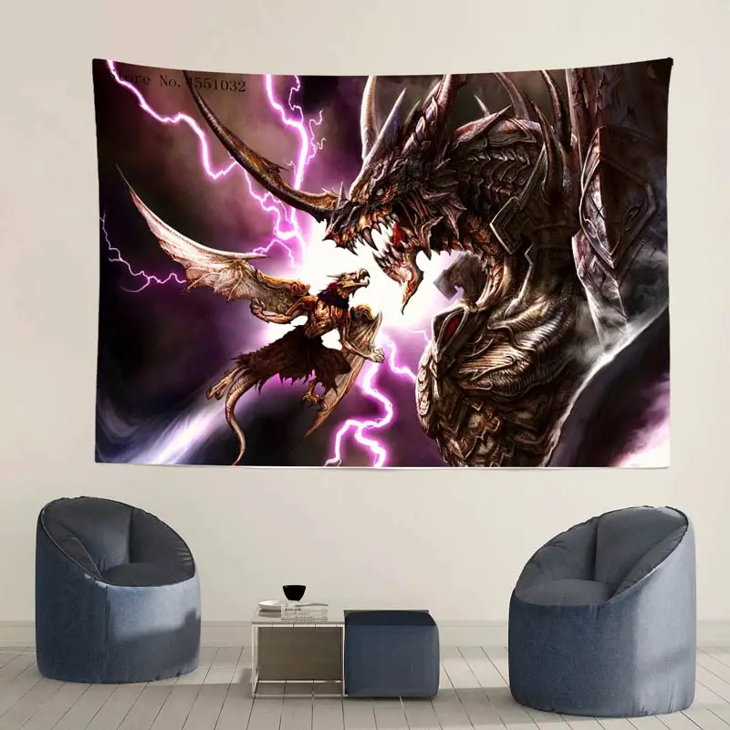 HD Awesome Dragon In Game Film Tapestry Home Decor Wall Hanging Tablecloth Picnic Mat Outdoor Sleeping Pad Photo Background TT53 | Дом и сад
