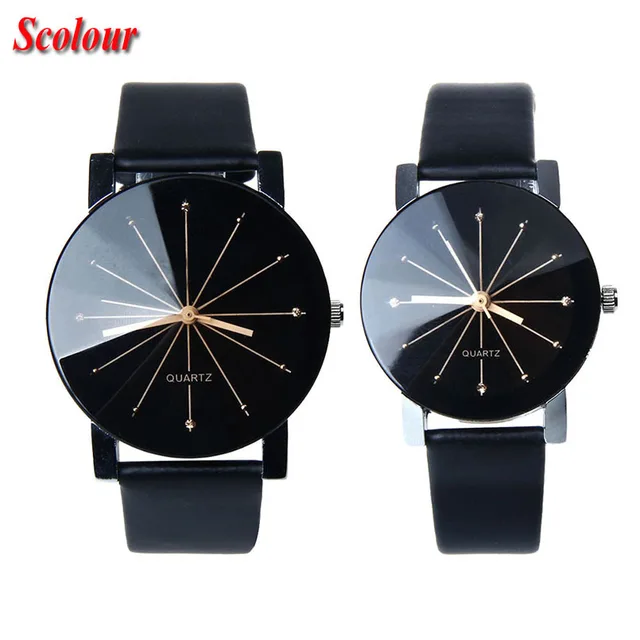 1 Pair Fashion Lovers Watch for Men and Women Quartz Dial Clock Leather Bnad Wri 1 Pair Fashion Lovers Watch for Men and Women Quartz Dial Clock Leather Bnad Wri