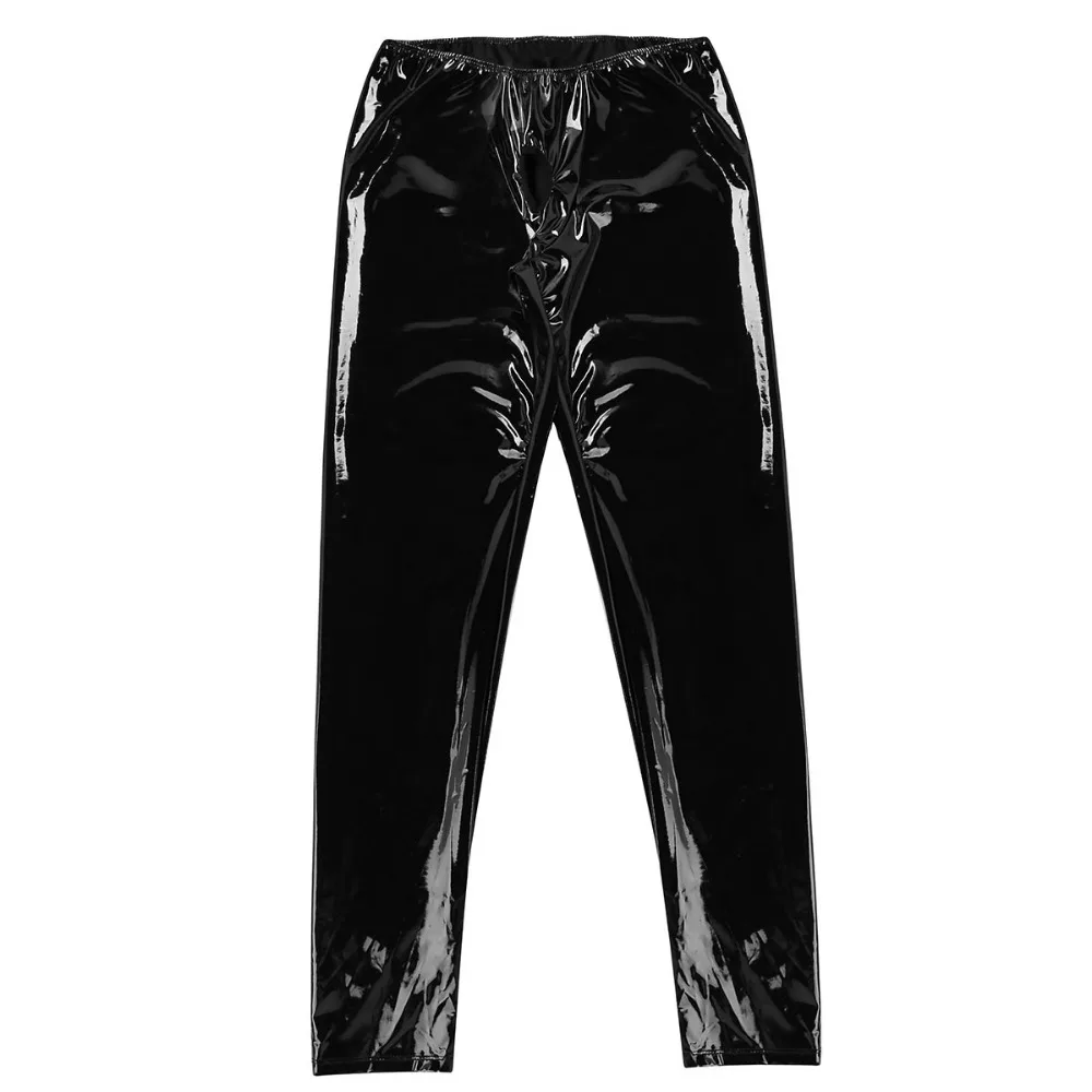 Мужское белье Wetlook Slim Fit блестящие лакированные кожаные вечерние облегающие штаны для ночного клуба леггинсы брюки с отверстием для пениса