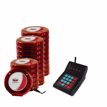 

BJHP Waterproof wireless restaurant guest pocsag coaster pager keypad transmitter*1+charger base*3+coaster pager*25