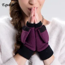 Для женщин модные перчатки без пальцев из шерсти кролика высокое качество милые Утепленная одежда флип перчатки студенты офис A3056