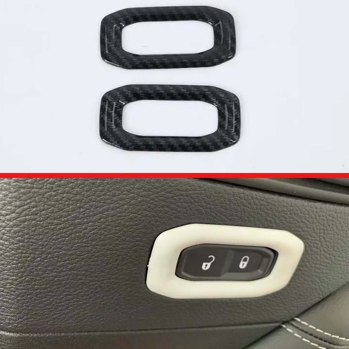 

For Jeep Wrangler JL 2018 2019 Carbon Fiber Style Front Door Lock Button Switch Molding Cover Kit Trim