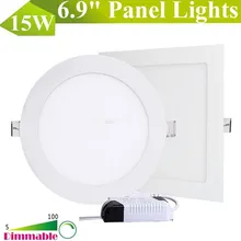 10X тусклый круглый светильник/квадратный 15 Вт ультра тонкий светодиодный панельный светильник Встраиваемый светодиодный потолочный светильник светильники AC 85-265 V SMD 7020