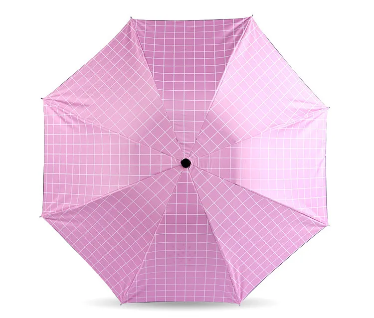 Черный и белый зонтик в клетку женский зонт 3 складной зонтик от дождя двойного назначения зонтик Корейский мужской зонт от солнца с черным покрытием