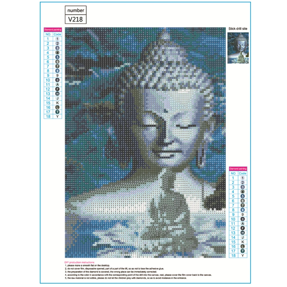 30x40cm Buddha Full Round Diamond Painting Embroidery Cross Stit0ch DIY Decor Buddha Decoration Modern Printing Unframed