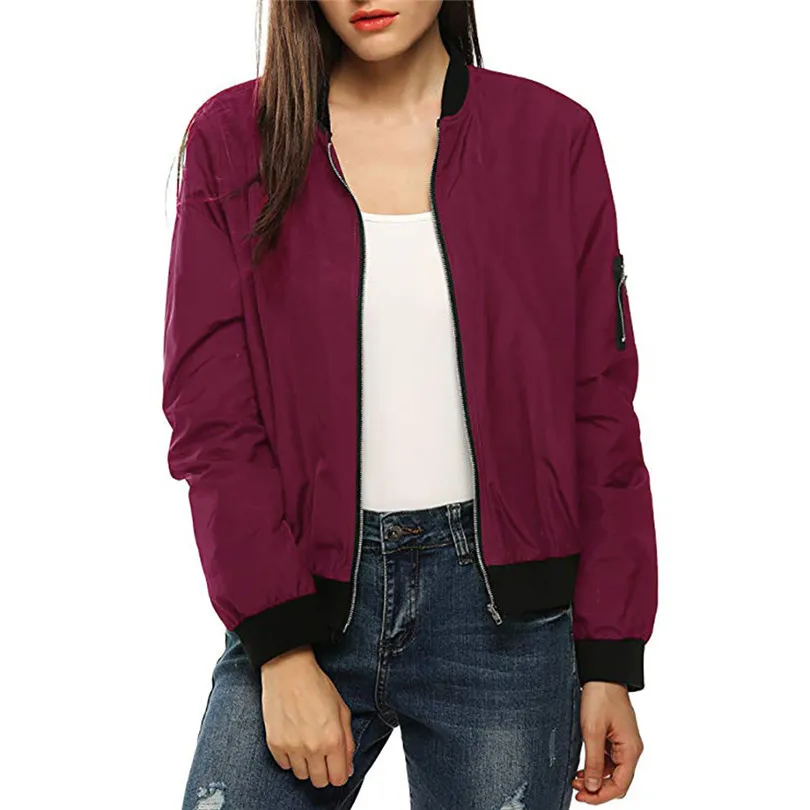 New Fashion Women Classic Quilted Jacket Autumn Winner Casual Short Bomber Solid Jacket Coat Outwear #E15 (16)