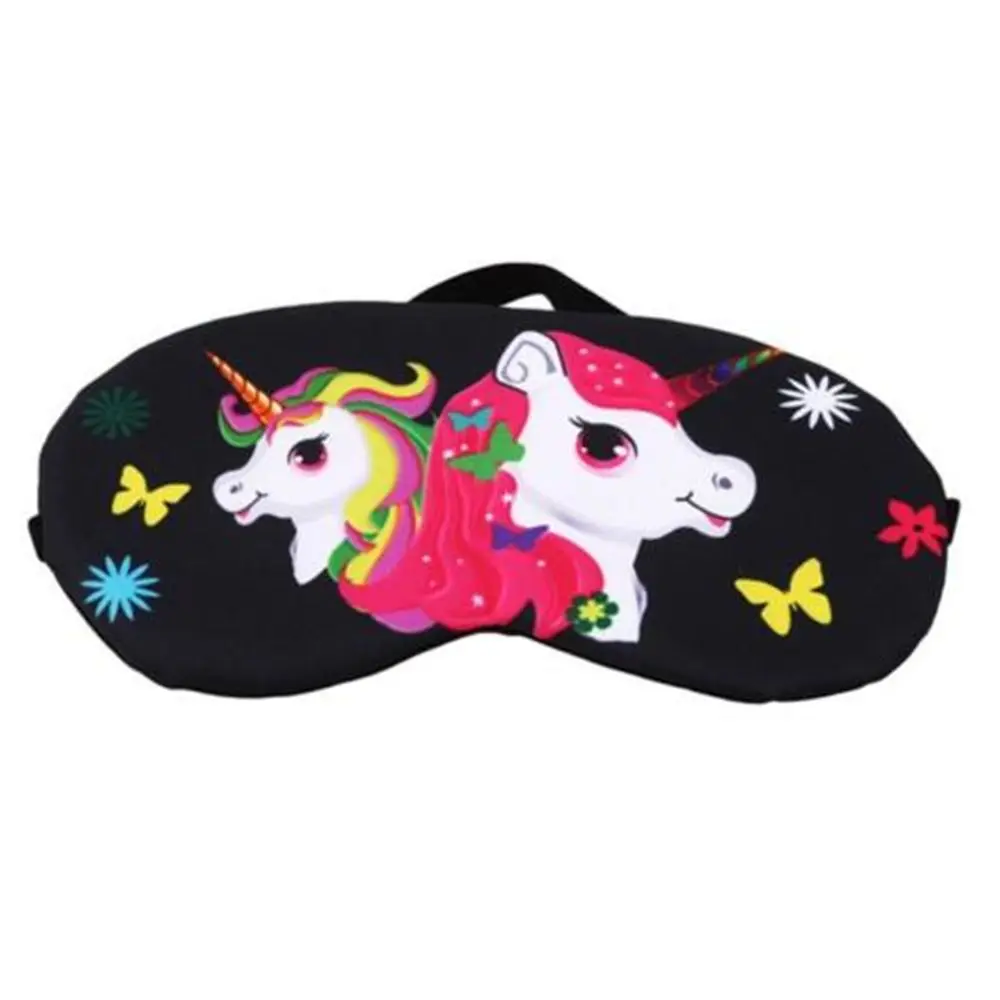 Lovely Sleep Unicorn Mask Soft Eye Shade Travel Sleeping Natural Cover for Girl Kid Teen Blindfold New Fashion - Цвет: black