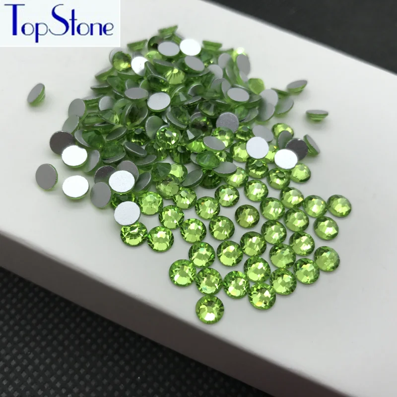 

Topstone Peridot Color ss3-ss34 Round Glass Crystal Flatbacks Nail Art 3D Stones Glue On Non Hotfix Rhinestones