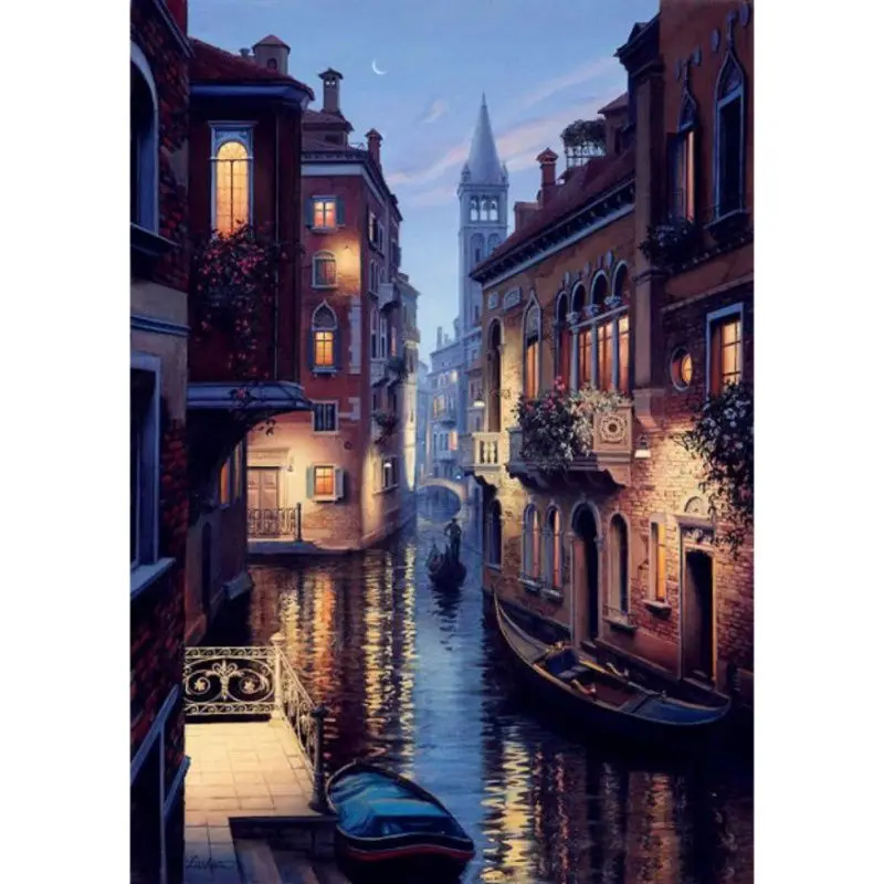 

Europe Acrylic Night View Of Venice Round Diamonds Diamond Painting Full Sticking Diamond Embroidery