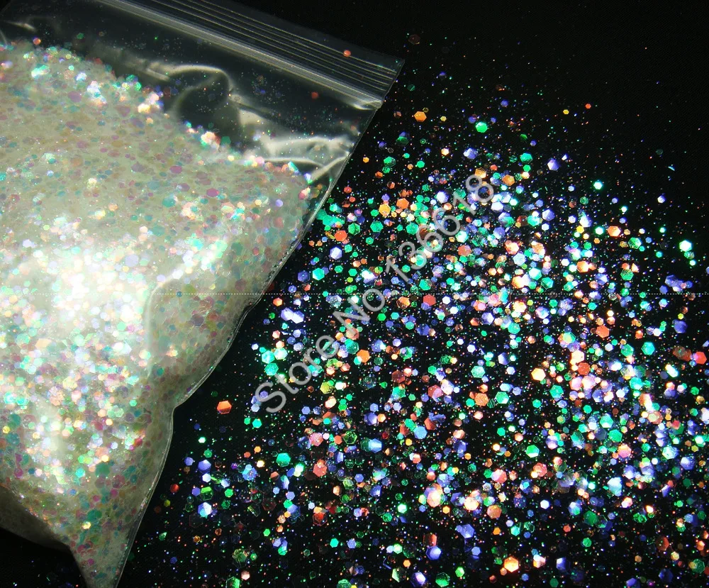 

Mix Size White with Colorful Light Tints Shining Nail Glitter Hexagon Powder Shape for Glitter Christmas Craft Art Decoration
