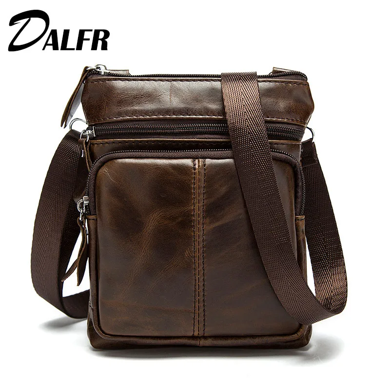 

DALFR Shoulder Leather Bag Christmas Gift Genuine Leather Crossbody Bag 10 Inch Cowhide Messenger Bag for Men Brand Leather Bag