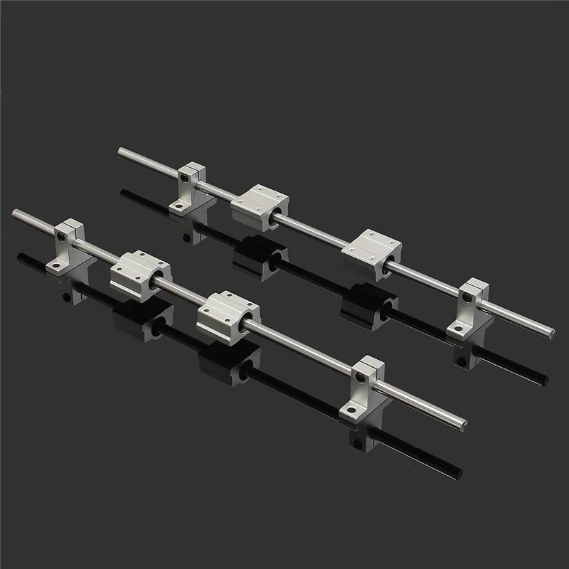 

MTGATHER 2 X 400mm Chrome Plated Shaft + 4 X LM8UU Linear Bearing Aluminum Block + 4 X Aluminum End Supporters CNC