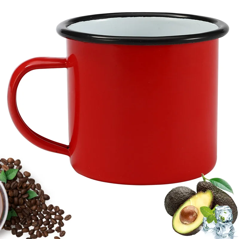 

350 ml Red Enamel Coffee Mug Breakfast Tea Mug Water Cup for Kitchen Tool