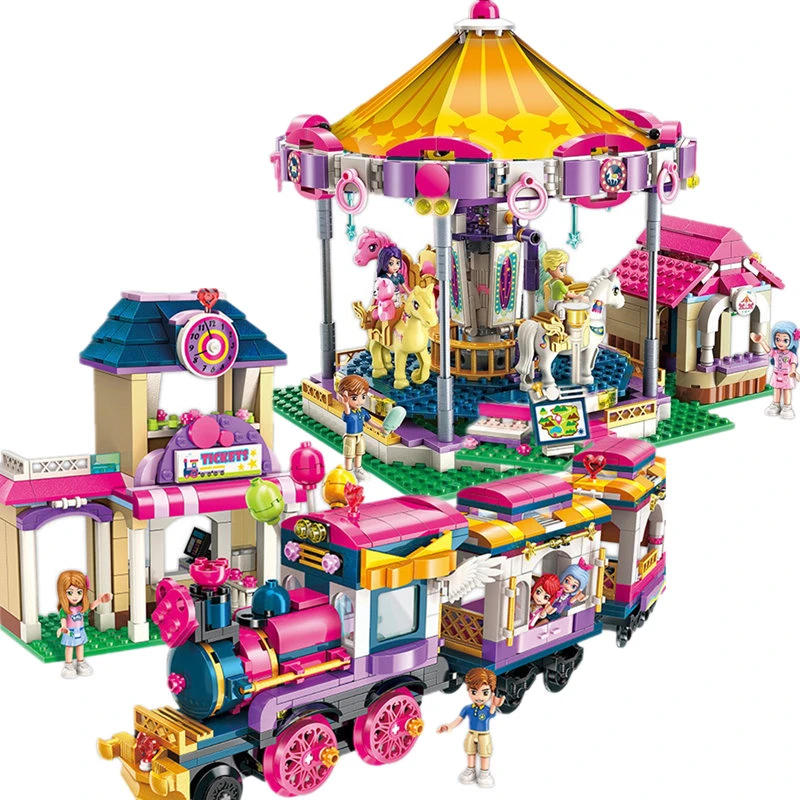 

ENLIGHTEN Heartlake City Girls Princess Fantasy Carousel Train Building Blocks Sets Bricks Kits Model Compatible Friends