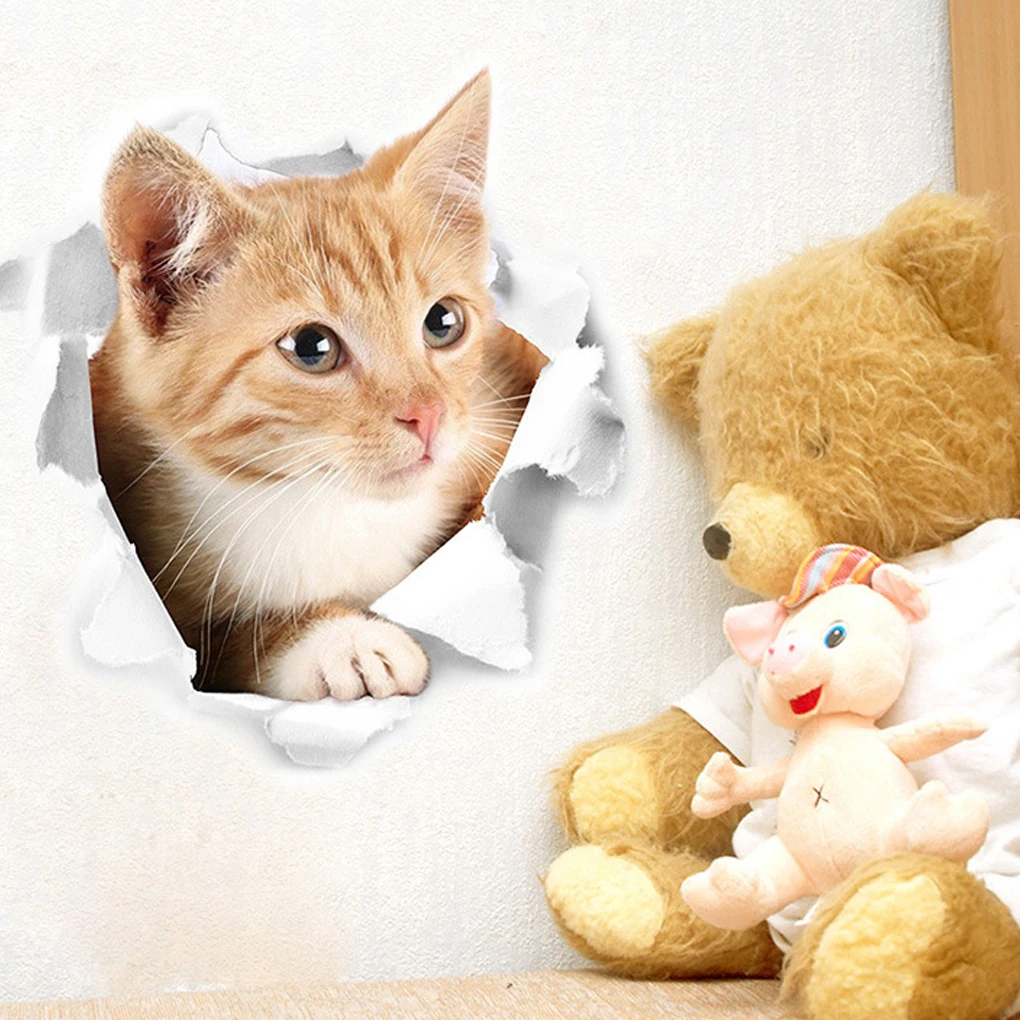

Cartoon animal 3d toilet stickers on the toilet seat cute cats PVC wall sticker bathroom refrigerator door decor stickers decals