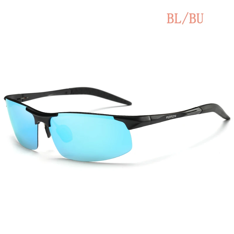 AORON, мужские Поляризованные алюминиевые солнцезащитные очки, HD очки для мужчин, для вождения, lunette de soleil homme zonnebril mannen oculos masculino - Цвет линз: BlackBlue