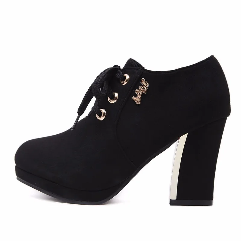 

2018 fashion explosion models deep mouth shoes super high heel strap waterproof platform round head single shoes.