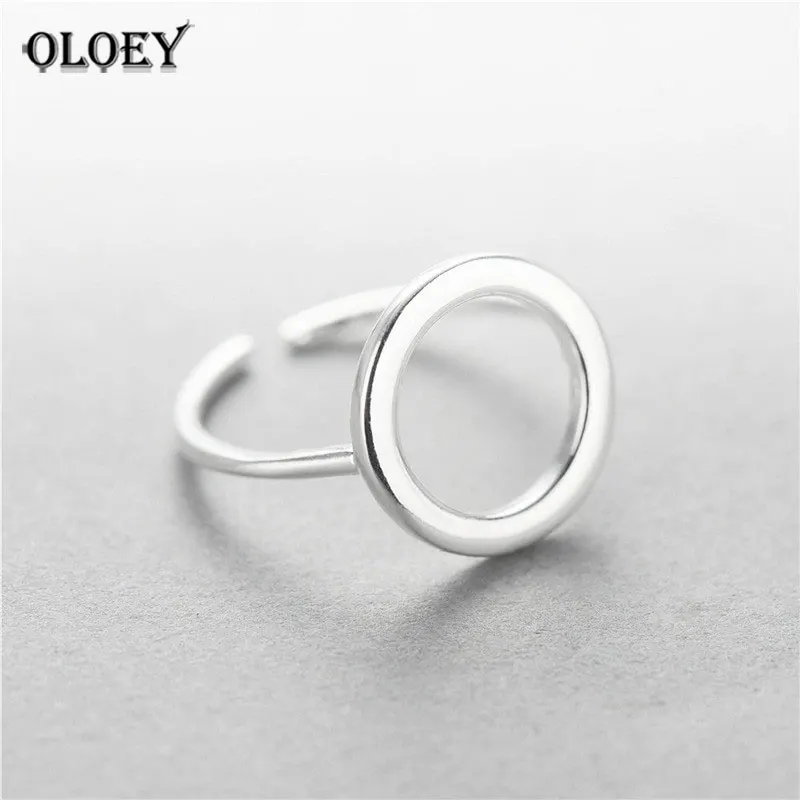 OLOEY, настоящее 925 пробы, серебряные, Круглые, открытые кольца для женщин, индивидуальный, простой стиль, для девушек, не вызывает аллергии, хорошее ювелирное изделие YMR009