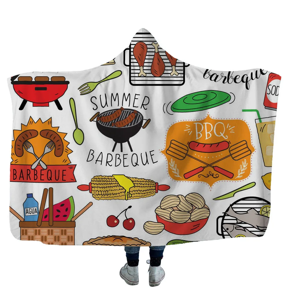 Camper Hooded Blanket For Home Travel Picnic Soft Sherpa Fleece Blanket For Sofa Wearable Warm Throw Blanket For Adults Childs - Цвет: color7