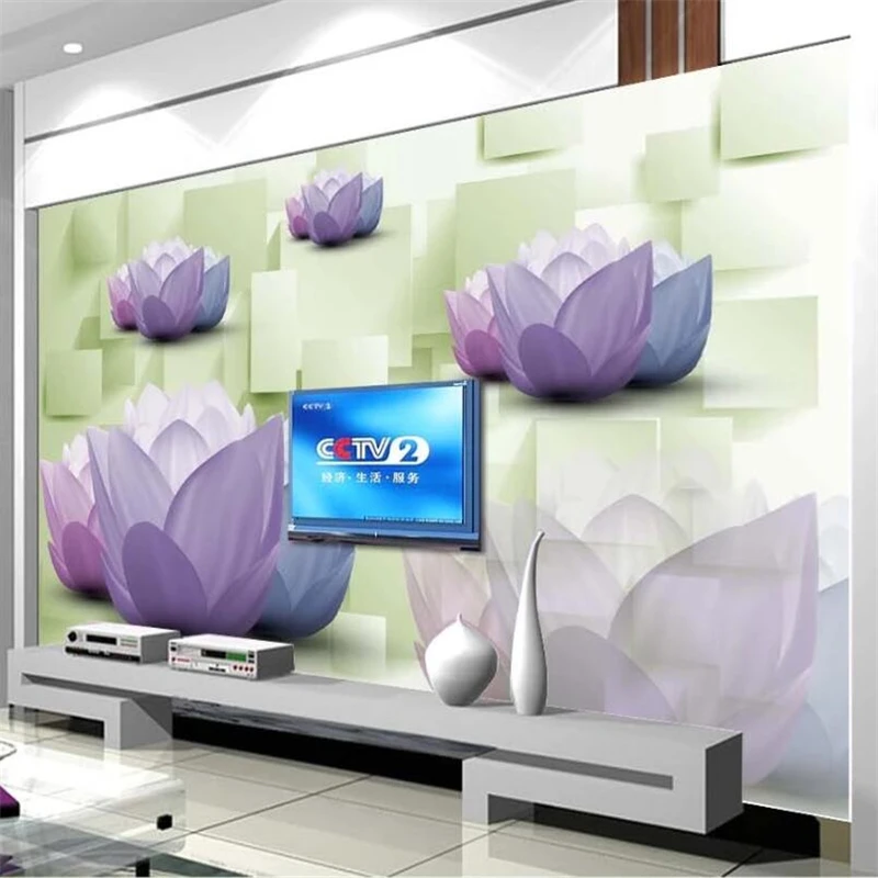 

wellyu papier peint Custom wallpaper 3d mural обои purple phalaenopsis background wall lotus mural living room bedroom wallpaper