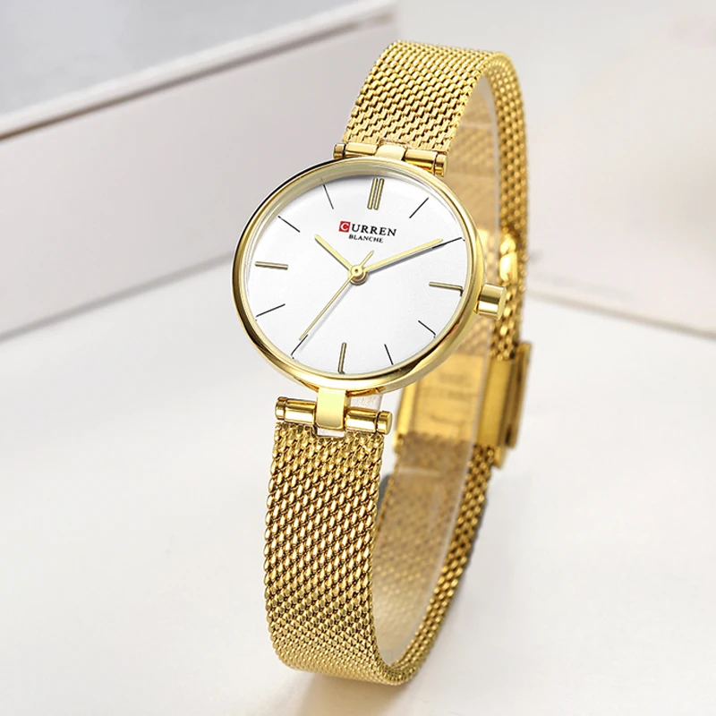 

CURREN Women Watches Female Stainless Steel Mesh Strap Quartz Watch Gold Bracelet Wristwatch Ladies Dress Clock Relogio Feminino