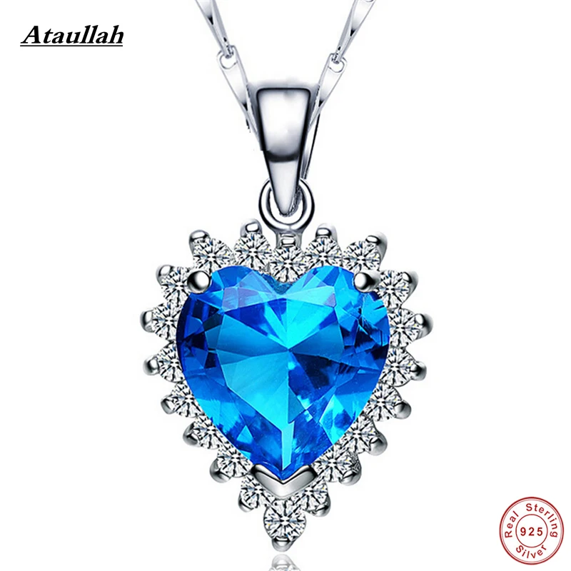

Ataullah Blue Sapphire Heart Summer Style 925 Sterling Silver Maxi Necklace & Pendants Handmade Jewelry NWP014