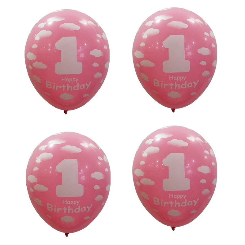 

New Arrival 20pcs Baby1st Birthday Latex Balloons First/Boy/Girl/Decorating/Party/Helium Balloon Gift Pink