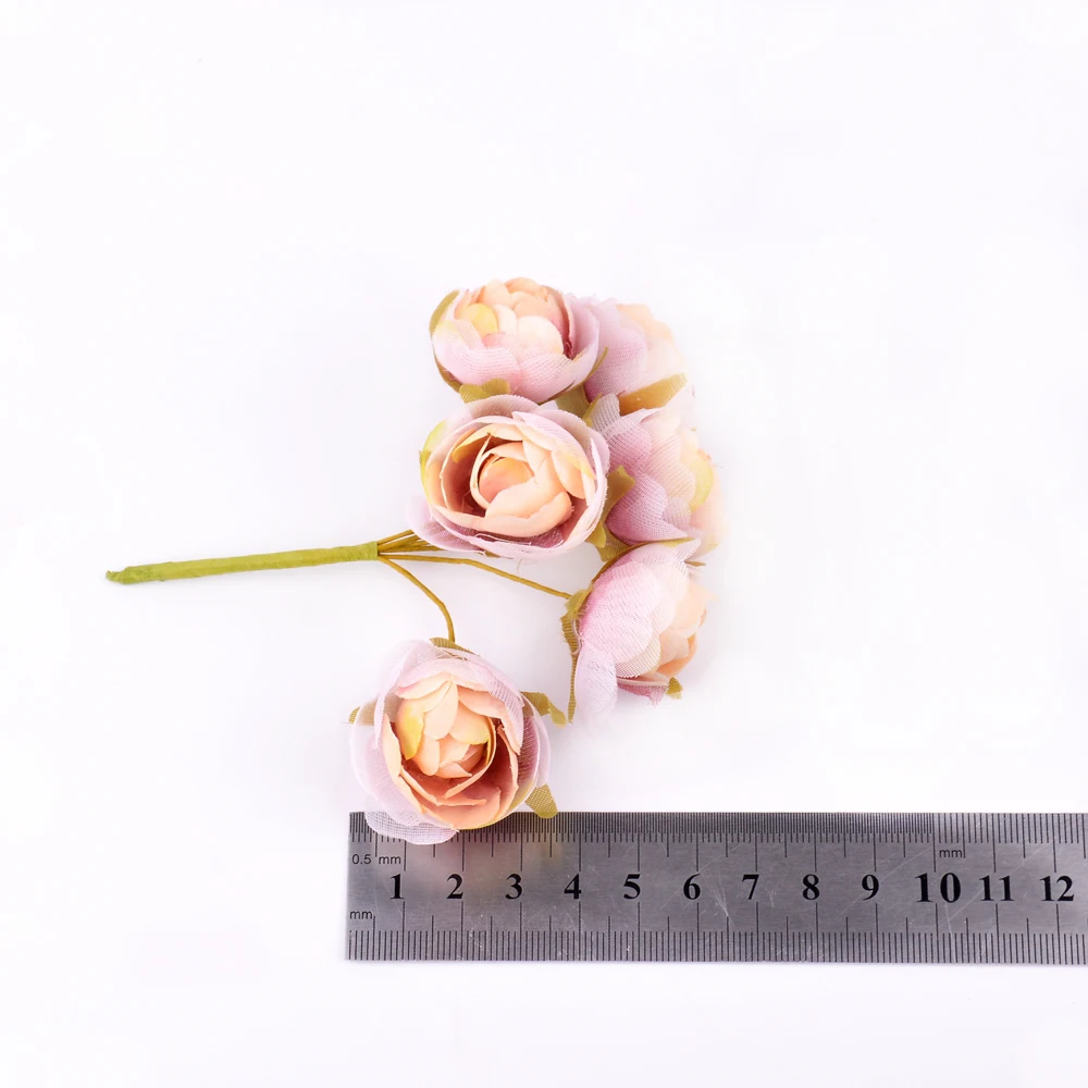6 шт. нижний марлевый букет роз искусственный цветок для свадьбы дома Рождественское украшение DIY ВЕНОК скрапбук подарочная коробка