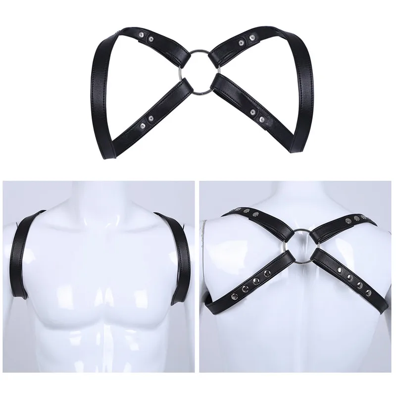 Harness Mens Lingerie Body Chest Harness Belts Male Leather Tops Costume O-ring Rivet Bondage Outfit Arnes Hombre Sex Harness