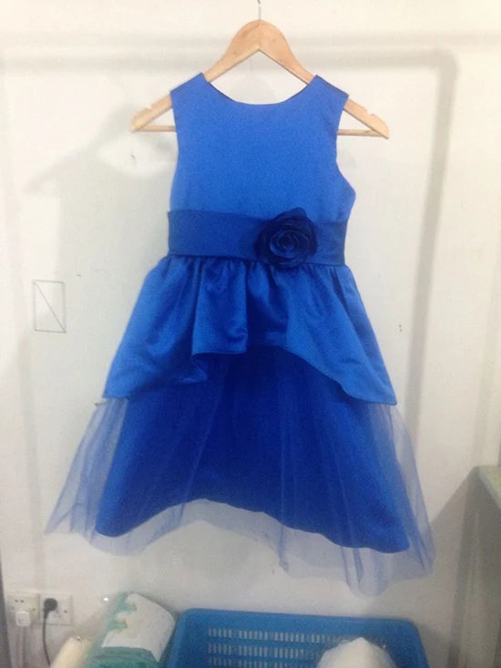 Новое поступление, Платья с цветочным узором для девочек, голубое праздничное платье для причастия, Детские платья для маленьких девочек на свадьбу - Цвет: Синий