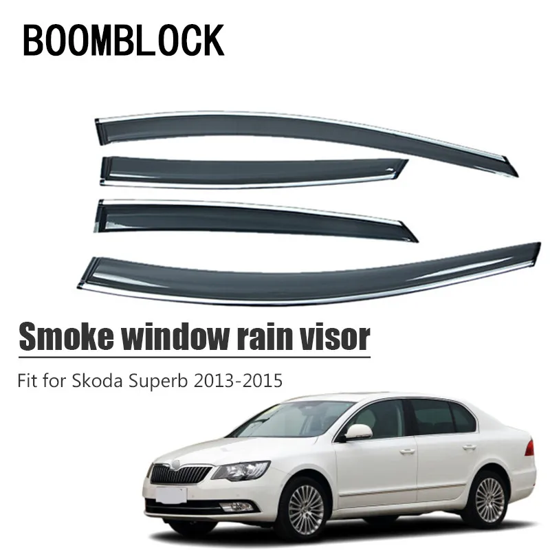 High Quality 4pcs Smoke Window Rain Visor For Skoda Superb 2015 2014