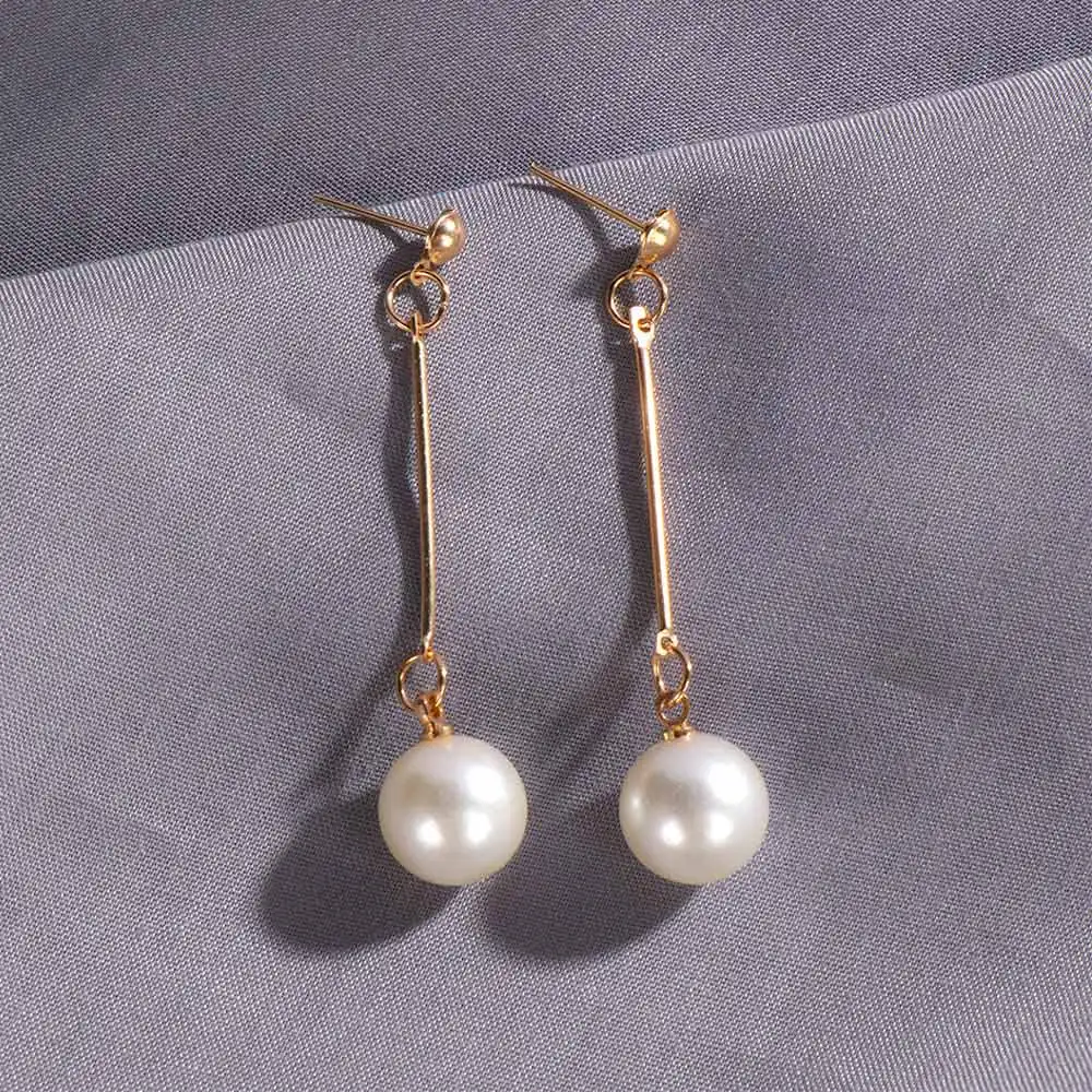 

Korean Star The Same Paragraph Fashion Imitation Pearl Tassel Earrings Wholesale Jewelry Earrings Female Long Section Vintage